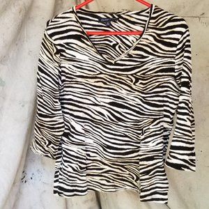 Vintage 90’s Jones New York Signature Zebra Print Long Sleeve Blouse Size - M